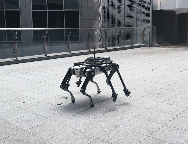 TAS Lab quadruped robot on the PolyU campus