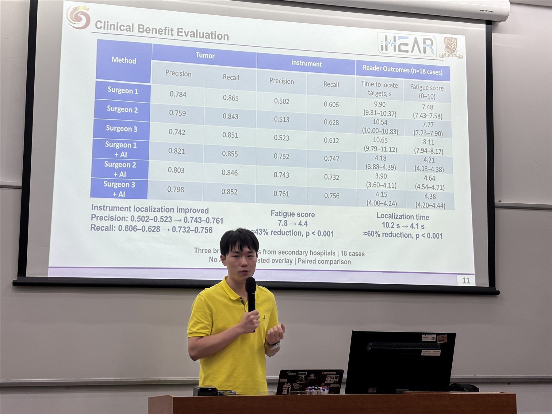 A speaker presents the clinical evaluation of real-time AI guidance
