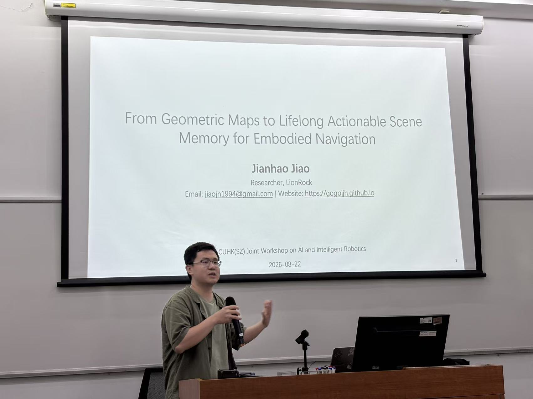 Jianhao Jiao presents lifelong actionable scene memory for embodied navigation
