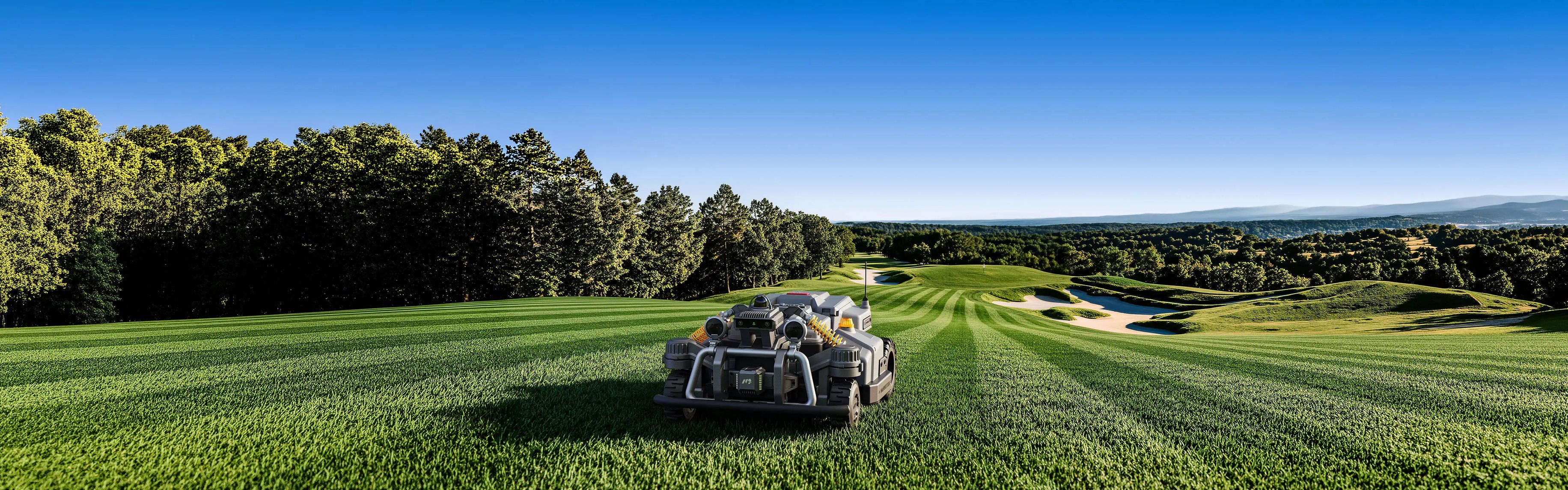 Mammotion robotic lawn mower operating on a large lawn