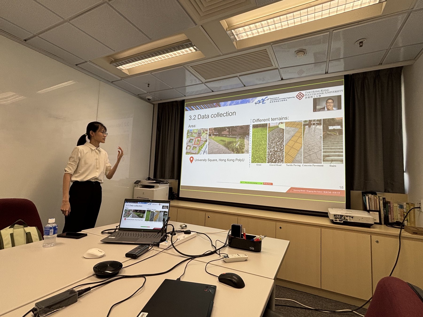 CHENG Yuling presenting outdoor terrain data collection during her MPhil oral defense