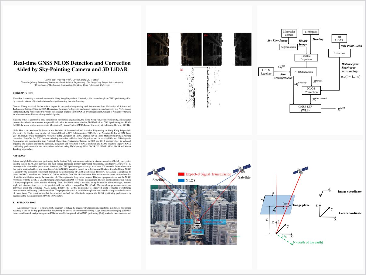 Real-time GNSS NLOS Detection and Correction Aided by Sky-Pointing Camera and 3D LiDAR