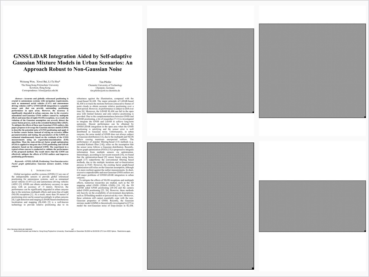 GNSS LiDAR Integration Aided by Self-Adaptive Gaussian Mixture Models in Urban Scenarios: An Approach Robust to Non-Gaussian Noise