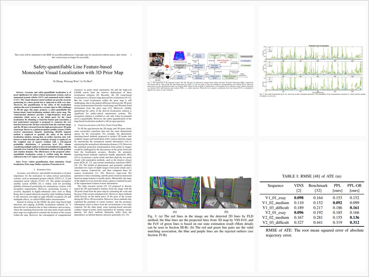 Safety-quantifiable Line Feature-based Monocular Visual Localization with 3D Prior Map
