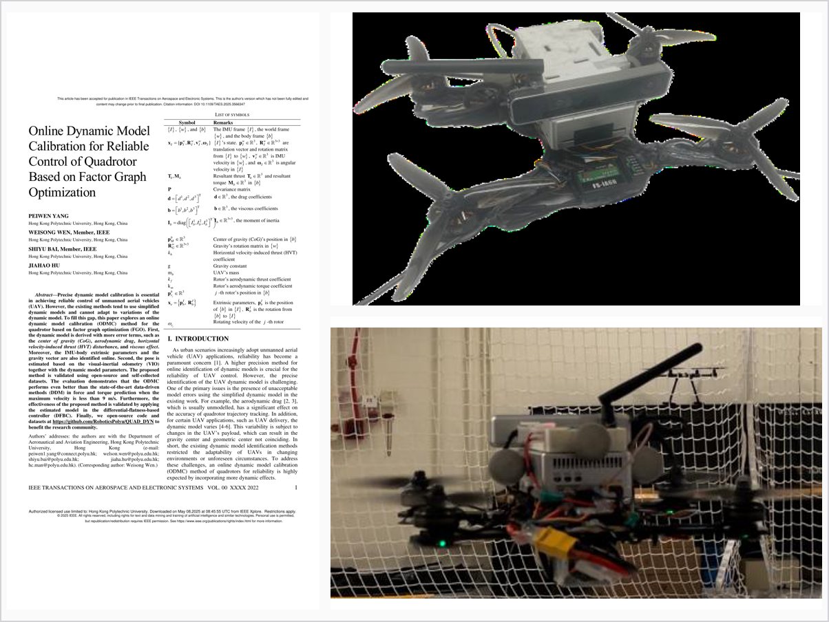 Online Dynamic Model Calibration for Reliable Control of Quadrotor Based on Factor Graph Optimization