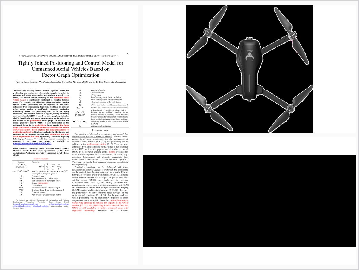 Tightly Joined Positioning and Control Model for Unmanned Aerial Vehicles Based on Factor Graph Optimization